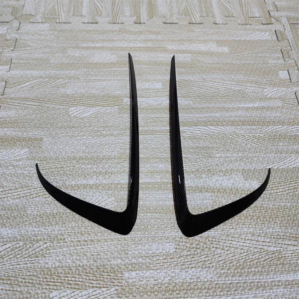 2PCS Car Front Fog Light Cover For Tesla Model Y 2020-2024 Lamps Blade Trim Spoiler Wind Knife Bumper Gloss Black ABS Tuning