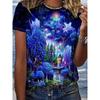 Летняя Новая Женская Футболка с Коротким Рукавом и Цифровой 3D-печатью с Круглым Вырезом, Повседневная Свободная