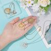 3Pcs 3 Colors 304 Stainless Steel Pendant Necklaces Flat Round with Heart Mixed Color 17.72 inch(45cm) 1pc/color