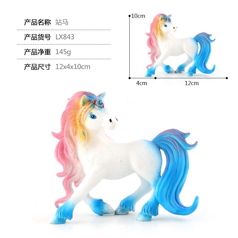 Unicorn Rainbow Horse Doll Figure Model Cake Decoration Static Ornament Children'S Toy