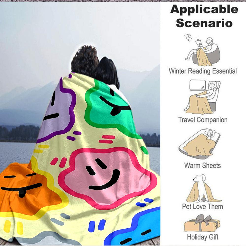 1pc Colorful Faces Blanket Warm, Cozy, And Soft, Suitable for Sofas, Beds, Cars, And Office Use.Perfect for Camping And Travel, Making It a Great Gift
