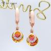 Fashion Elegant Rose Gold Color Colorful Round Drop Earrings For Women Wedding Luxury Fine Jewelry Gift Cubic Zirconia Eardrop