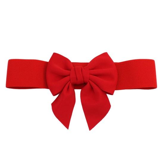 Women Elegant Large Bowknot Elastic Belt Dress Decorative Versatile Wide Belt Elastic Waistband Decoration