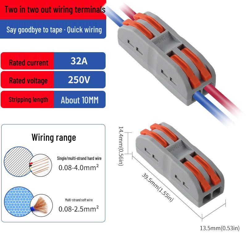 Быстроразъемный нажимной клеммный разветвитель для мягких и жестких проводов