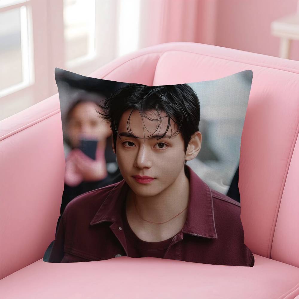 Подушка-чехол для сиденья singer Kim T-Tae-Hyung, чехол для подушки в машину 45X45 см, чехол для поясничной подушки, чехол для диванной подушки