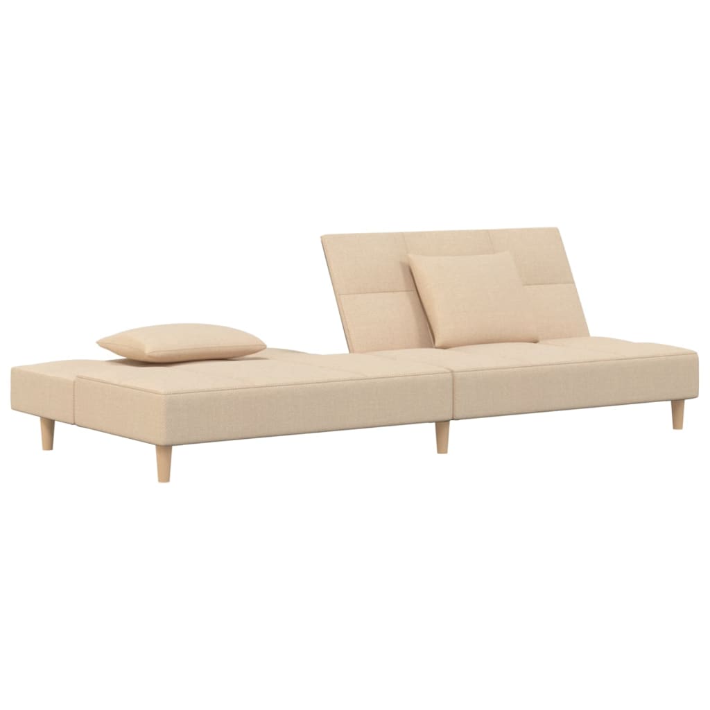 2 Seater Sofa Bed with 2 Cushions Cream Fabric