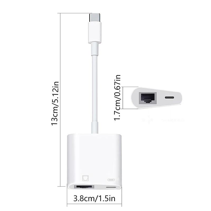 Сетевой адаптер-Переходник SUNROZ для интернет кабеля Ethernet LAN RJ45 - Type C, Белый (A485980)