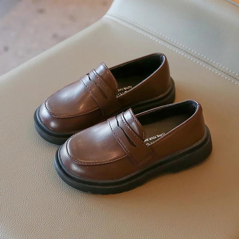 Children Leather Shoes for Boys Girls Kids Loafers Slip-on School Flats Casual Sneakers for Wedding Formal Occasions Party 21-36