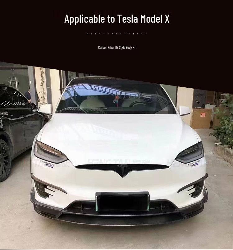 Карбоновый боди-кит для Tesla Model X RZ: Передний сплиттер, Модифицированный бампер, Задний сплиттер, Пороги.