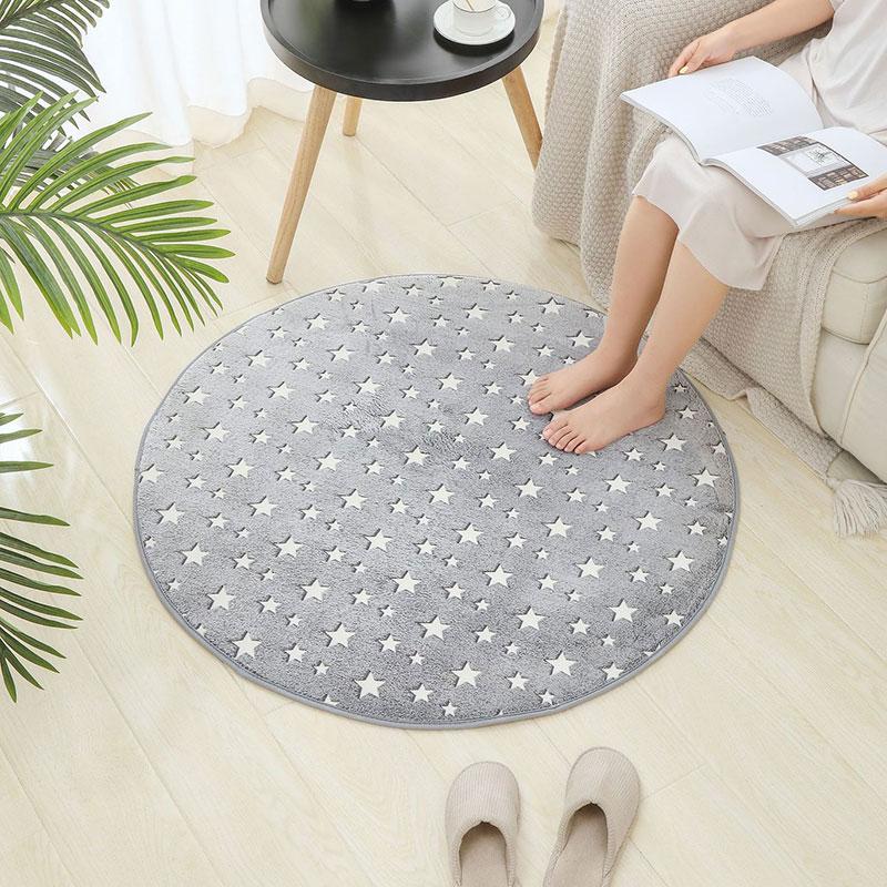 Printed Round Carpet For Livingroom Decor Kid Play Cushion Computer Chair Rug Modern Home Sofa Coffee Table Foot Mat Noctilucent