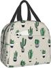 Lunch Bag Green Cute Cactus Reusable Water-Resistant Cooler Lunch Tote Box, Boys Girls Cute Container Lunch Bag School Office