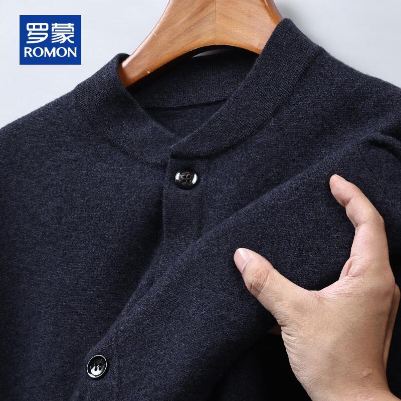 ROMON Men's 100% Pure Wool Thickened Button Cardigan Sweater with Pockets