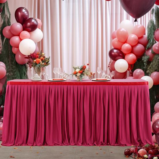6FT Table Skirt for Rectangle Tables Wrinkle Resistant Pleated Tablecloth Reusable Ruffle Table Cloth for Christmas Baby Shower Wedding