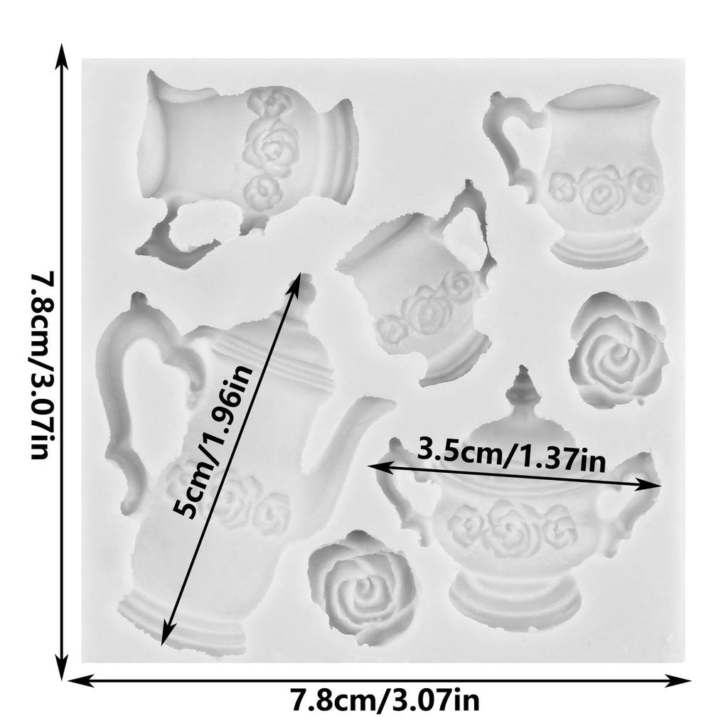 Форма из силикона для чаепития Чайник Чайная чашка Формы для мастики Инструменты для украшения торта Топпер для кекса Конфета Смола Глина Шоколад Форма для гампасты