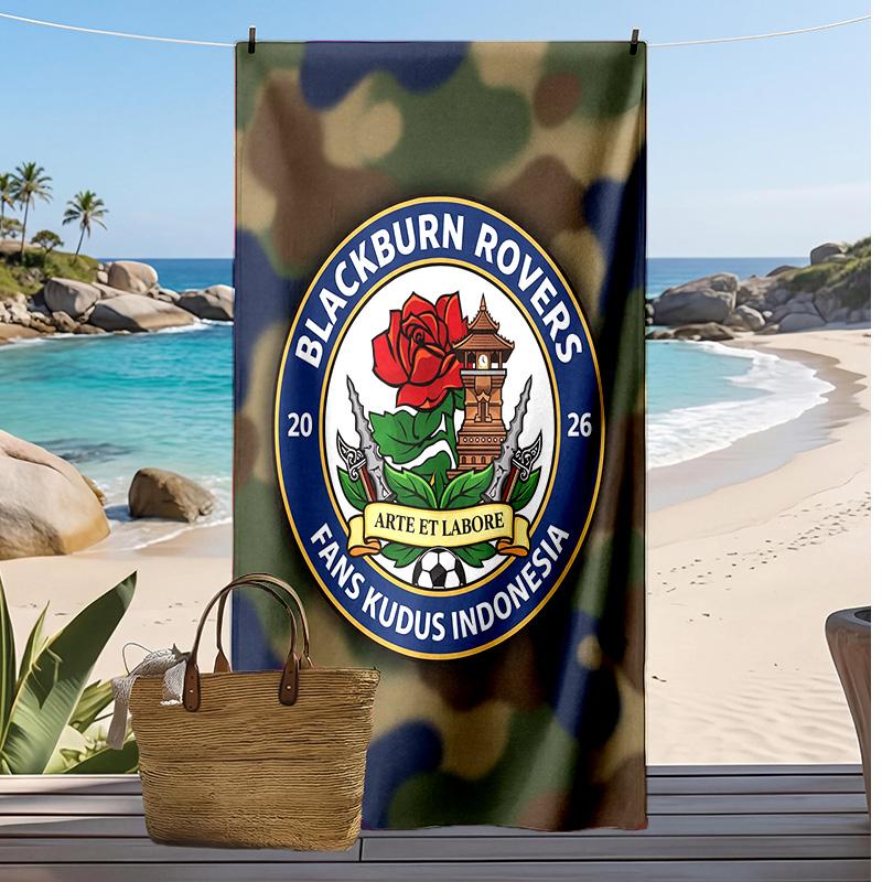 Blackburn Rovers Football Print Beach Towel, Large Soft Quick Dry Towel for Beach Camping Swimming