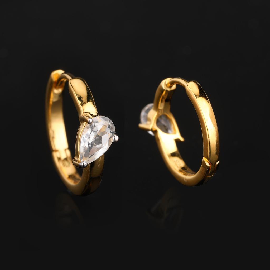 White Topaz Pear Earrings 925 Sterling Silver Rhodium Fine Jewelry Gift for Her