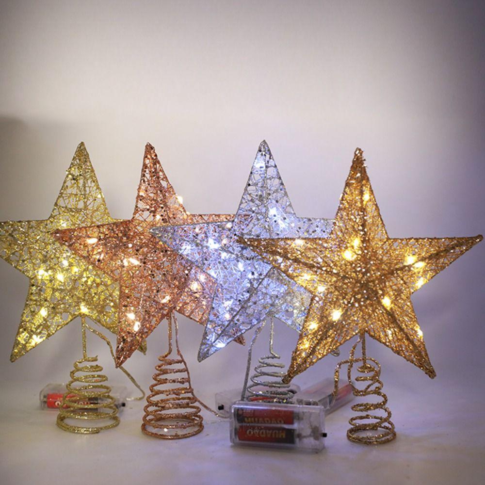 Glitter Lighting Props with Lights Lighted Tree Topper Creative LED Christmas Tree Top