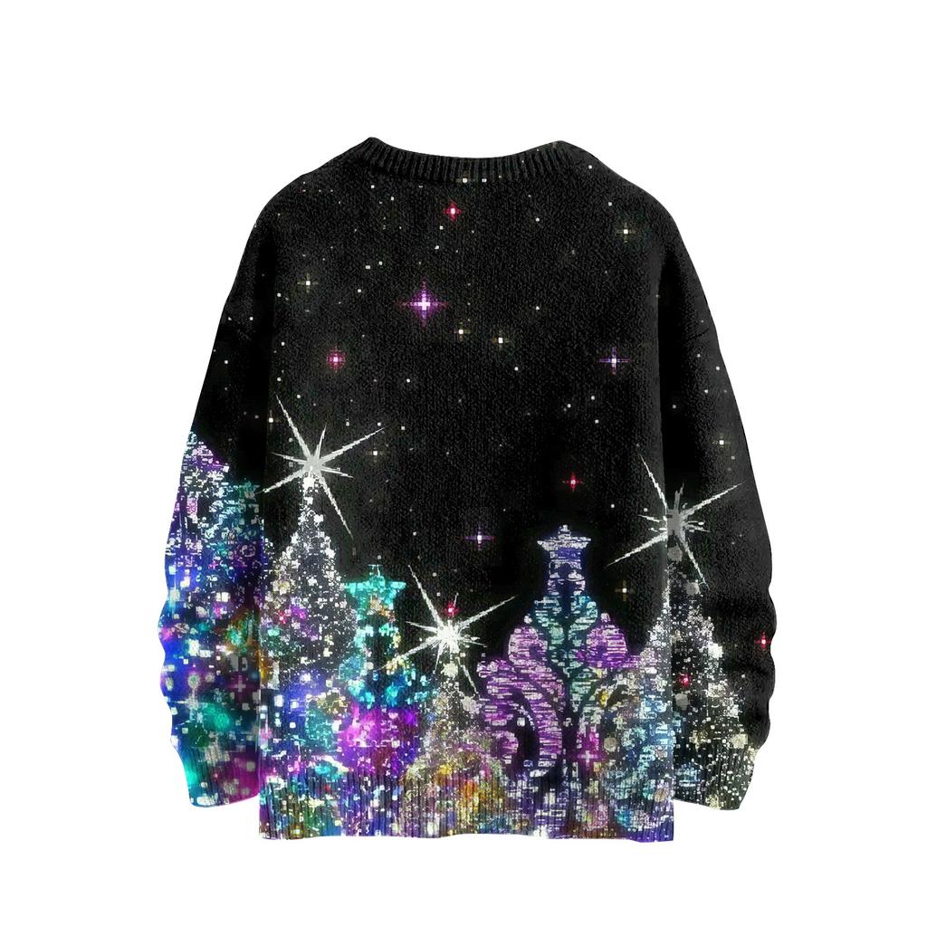 Рождественские толстовки для женщин Вязаный свитер Милая рубашка Осенний свитер с круглым вырезом Топы