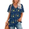 Vintage Moon T-Shirt Tarot Art Collage Retro T Shirts V Neck Short-Sleeve Printed Tshirt Women Classic Top Tees Big Size 3XL 4XL
