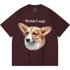 230GSM 100% Cotton T-Shirt Welsh Corgi Print Tees Funny Harajuku Style Combed Cotton Tshirt