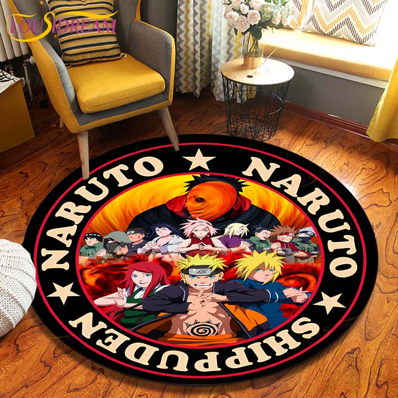 Круглый ковер в стиле аниме «Наруто», напольный коврик для спальни, фланелевый ковер с животными, противоскользящий детский игровой коврик, декоративные коврики для детской комнаты