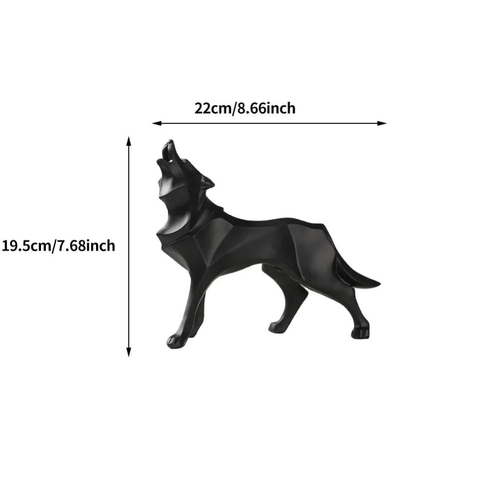 Геометрическая абстракция Статуя черного волка Изделия из смолы Офисная книжная полка Украшение стола Украшения для дома