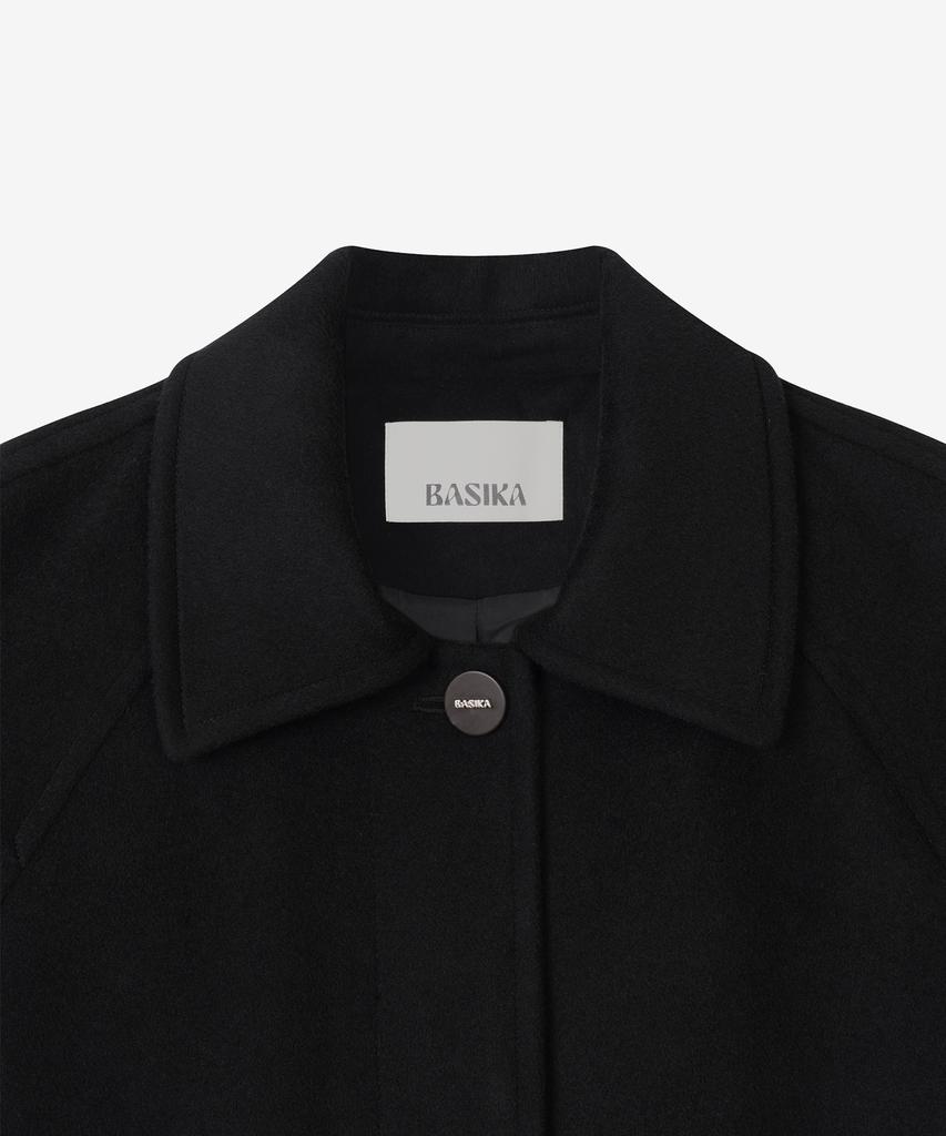 Basika Wooden Cashmere Balmacaan Long Coat (Black)