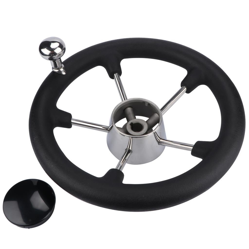 Marine Hardware Boat Accessories Stainless Steel 5 Spoke Steering Wheel with Black Foam Grip for Yacht