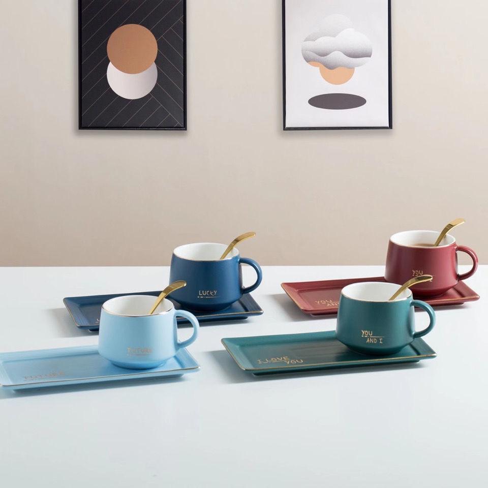 Сплошной цвет кофейной чашки и тарелки в скандинавском стиле, набор из двух предметов, кружка, чашка для воды, кофейная чашка, чашка для молока, чашка для завтрака, послеобеденный чай, подарок для пары