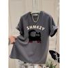 Футболка Cartoon Cat Top, новая летняя корейская версия, Love Letters, большая версия, свободная серая футболка с короткими рукавами для женщин