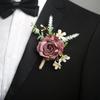 6 шт. Рустикальный набор искусственных бутоньерок и корсажей с розами Пыльная роза Белый браслет Цветы для выпускного костюма Свадебная церемония