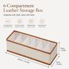Faux Leather 6 Grid Closet Drawer Organizer Durable Storage Holder for Belts Ties Scarves Bedroom Wardrobe Organization