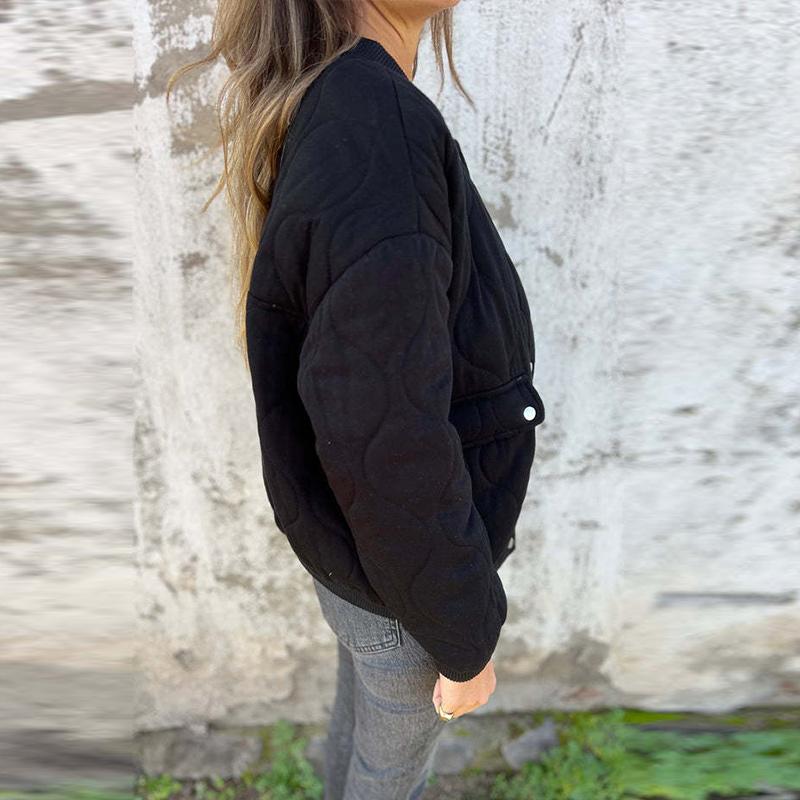 Однобортные укороченные хлопковые куртки женские с длинным рукавом модные толстые повседневные пальто с круглым вырезом элегантные теплые однотонные свободные зимние пиджаки