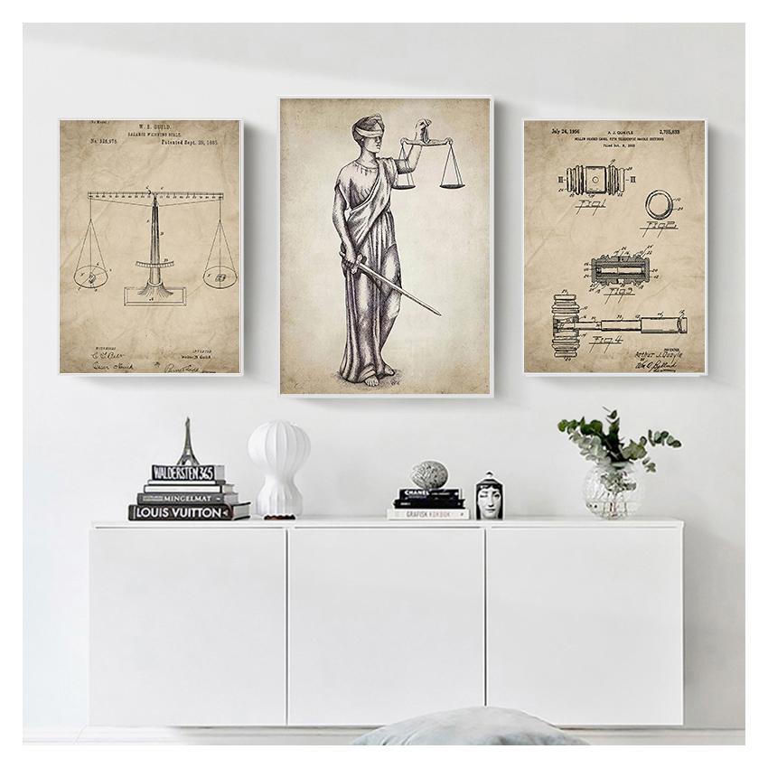 Плакаты и принты «Весы правосудия», «Юрист», подарок, художественная картина на холсте, «Юрист», офисный декор для стен, «Адвокат», «Леди, Закон правосудия», «Патент без рамки»