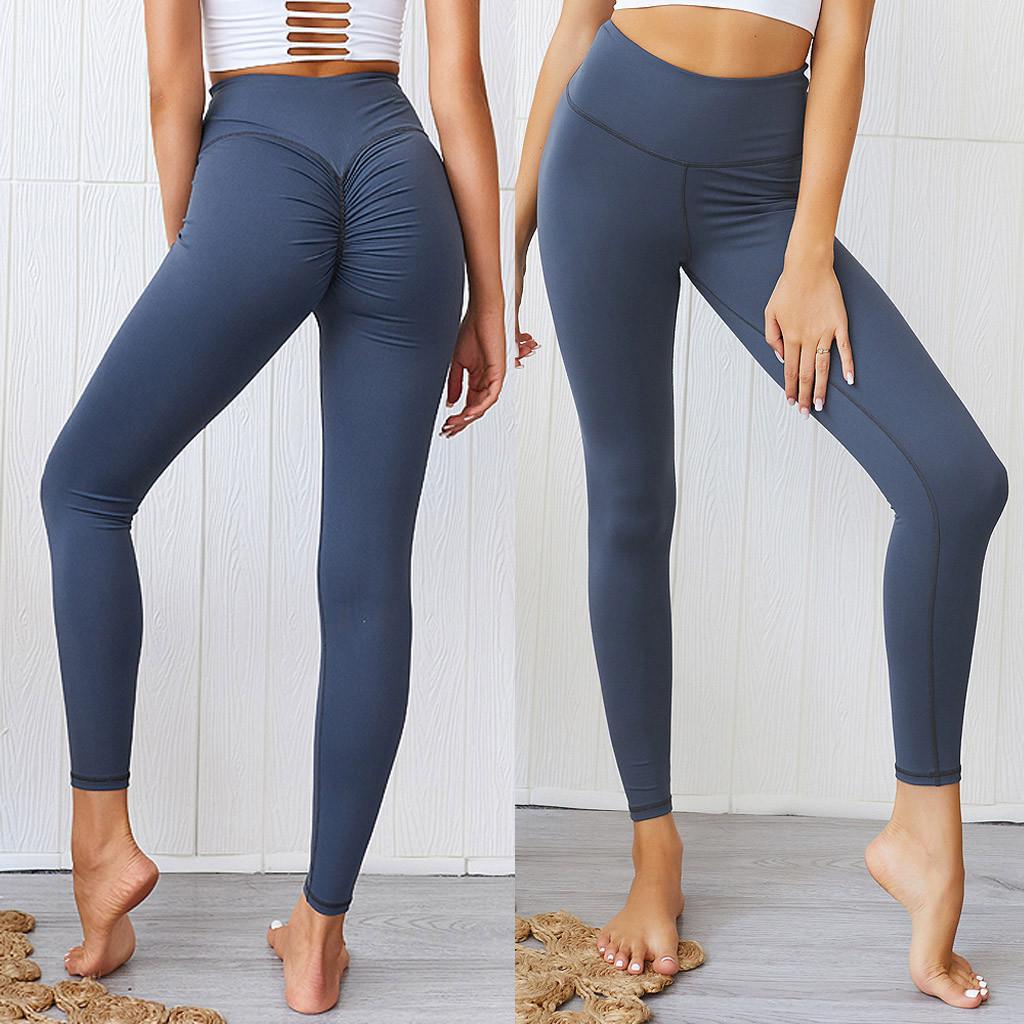 Fashion Womens Solid Sport Leggings Casual Elastic High Waist Fitness Yoga Pants