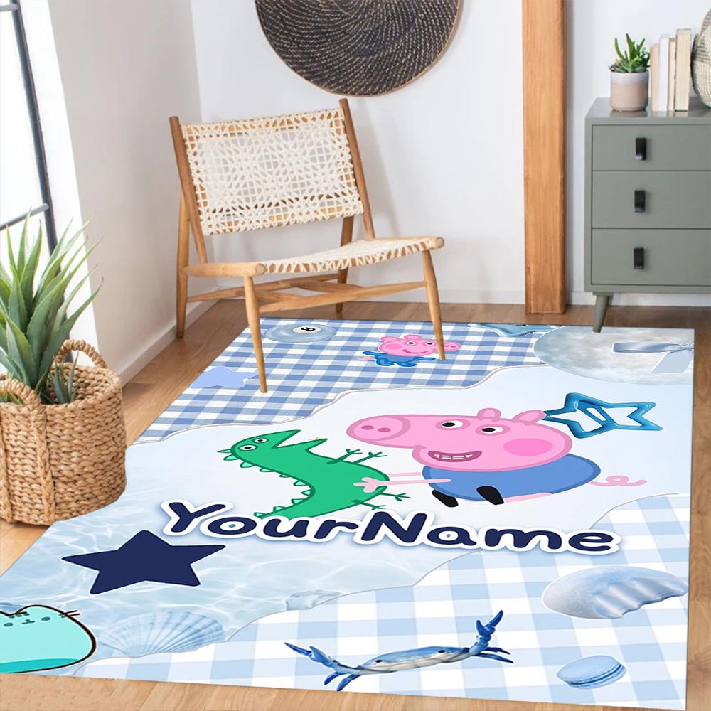 Peppa Pig Customizable Name Area Rug Perfect for Decorate room Study room Bedrooms Game Room Anti-slip Rug Office home decor Perfect Gift for Women/Me