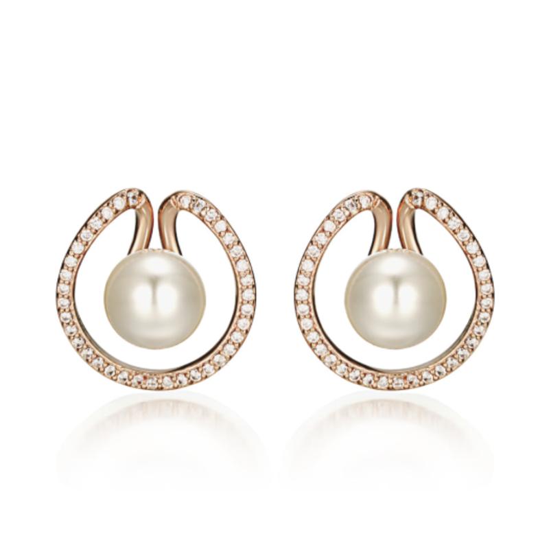 Серьги-кольца с жемчугом 14 карат от ELLE Jewelry (Золотая булавка) ELGPEE114