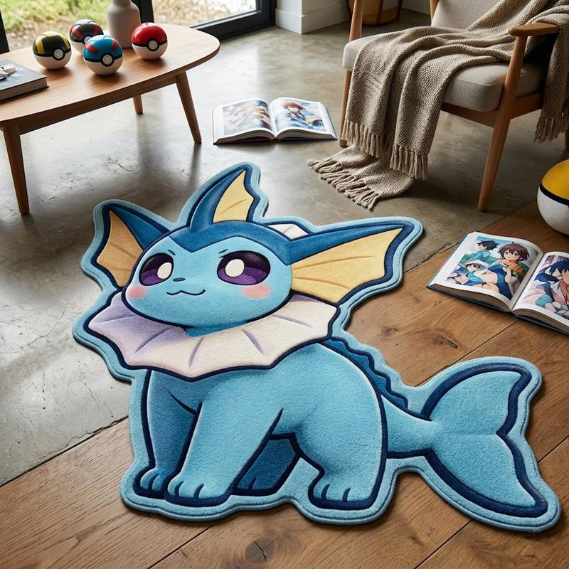Anime Pokemon Cute Vaporeon Soft Irregular Area Rugs Children Birthday Gifts Home Bedroom Deco Kitchen Mats Living Room Rugs