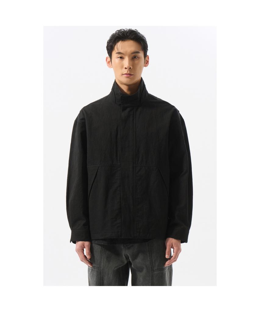 Customellow Black Creased Cotton Jacket Cwuas25212Bkx