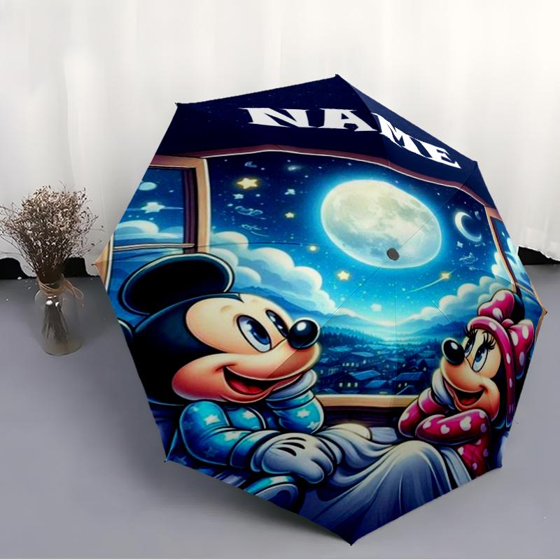 Personalized Name M-Mickey Print Umbrella - Automatic Open/Close, Eight-Rib Durable Frame, Automatic Folding Umbrella