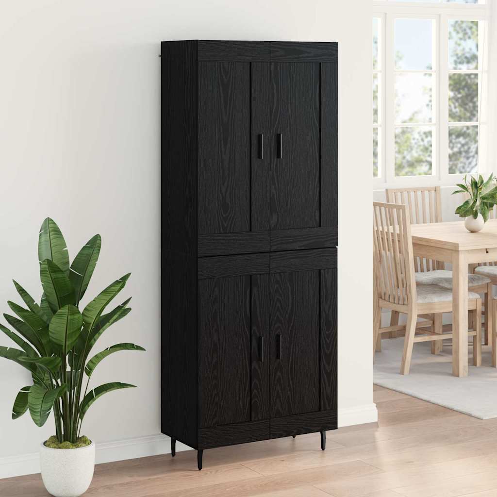 Highboard 2 pcs Black Oak Effect Wood Based Panel