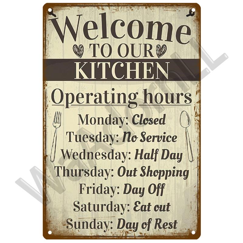Ретро-столовая Жестяная вывеска Плакат Винтажные настенные постеры Металлическая вывеска Декоративная настенная тарелка Кухонная табличка Металлические винтажные аксессуары для декора