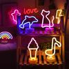 Korean Style Flamingo LED Neon Night Light - Decorative Christmas Fairy Accent with Round Base
