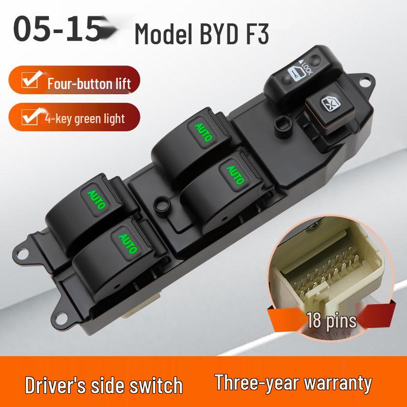 BYD F3 Window Lifter Switch: Left Front & Rear Door Button Assembly, F3R/L3 Accessories