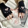 Plush Half Finger Gloves Soft Knitted Gloves Cute Fingerless Gloves  Winter