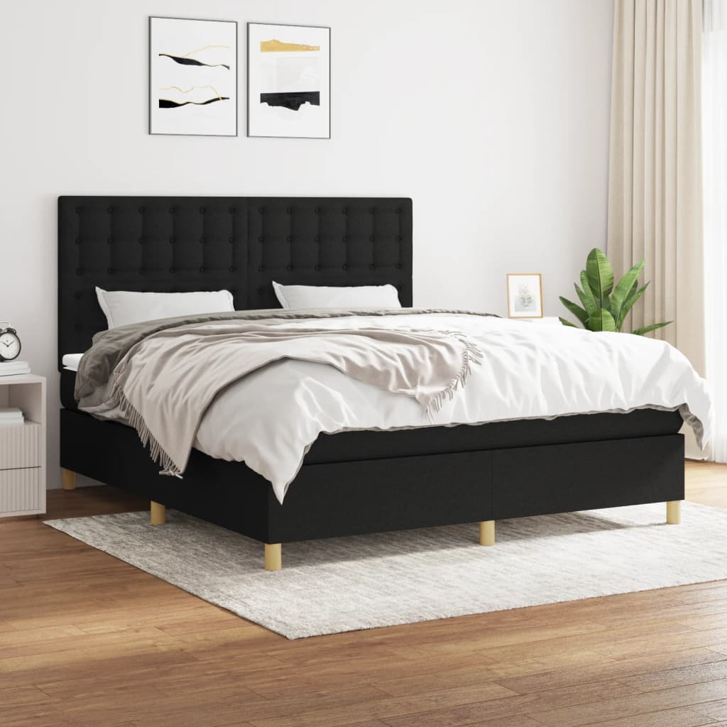 Vidaxl Континентальная кровать с матрасом, черная, ткань 160x200 см