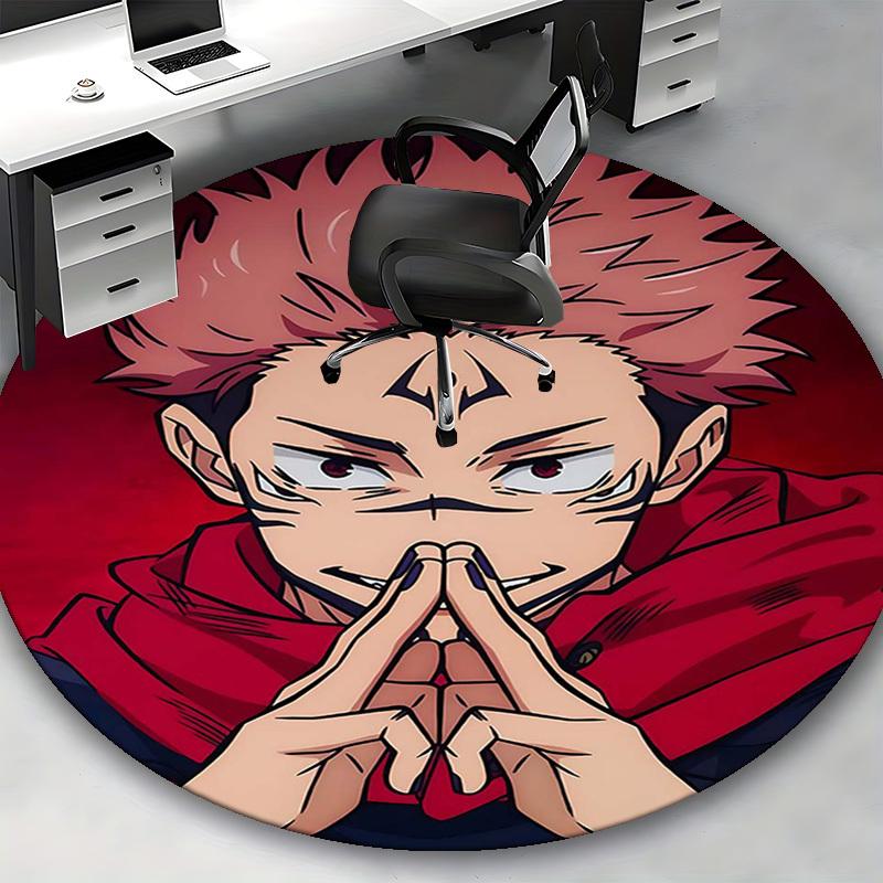 1 шт. Ковер круглый с дизайном Сатору Годжо из Аниме Jujutsu Kaisen - Коврик под кресло, Нескользящий ковер для домашнего декора