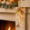 Wooden Bead Wall Hanging Heart-Shaped Decorative Ornaments with LED Light, Rustic Farmhouse Heart Pendant Decor Vintage Beads & Jute Rope for