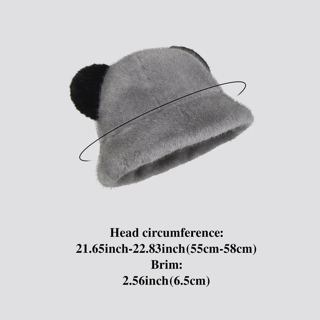 A Faux Mink Fur Environmentally Friendly Artificial Fur Bear Ear Hat for Women with Thick Winter Ear Protection