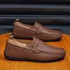 Fashion High Quality Men's Casual Leather Loafers Fashion Soft Bottom Outdoor Walking Sneakers Daily Comfy Design Soft Bottom Lazy Shoes